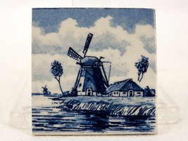 Blue Delft Accent Wall Tile, 2&quot; Square, Lakeshore Windmill &amp; House #DLFT-15 - £11.77 GBP