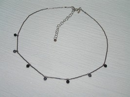 Estate Avon 925 Marked Silver Barrel with Small Dark Charcoal Gray Bead Fringe  - £11.06 GBP