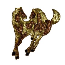 Gold Sequined Running Horses Applique Patch Equestrian Theme Vintage 7.5 Inch - £6.22 GBP