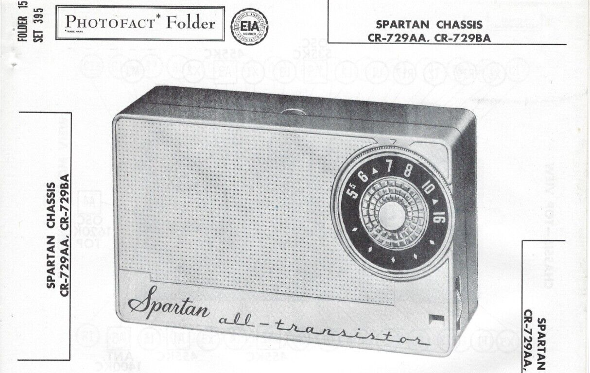 Primary image for 1958 SPARTAN CR-729AA Transistor RADIO Photofact SERVICE Repair MANUAL Portable