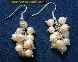FRESHWATER EARRINGS natural cultured baroque round pearl dangle earrings fj068 - £7.85 GBP
