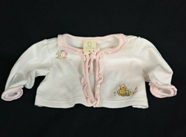 Classic Winnie the Pooh Baby Girl White Pink Pointelle Tie On Cardigan T... - £12.44 GBP