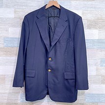 H Freeman Bespoke Hopsack Blazer Jacket Navy Blue Wool Gold Button Mens 42R - £102.06 GBP