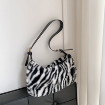2021 Fashion Women Cow Print Underarm Bags Soft Plush Zebra Pattern Small Should - £22.61 GBP