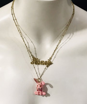 Rare Betsey Johnson Honey Bunny Necklace Gold Tone 18” - £39.33 GBP