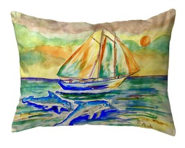 Betsy Drake Sunset Sailing Small Noncorded Pillow 11x14 - £38.93 GBP