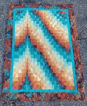 Handmade Bargello Quilted Wall Hanging Machine PIeced and Quilted Autumn... - $116.63