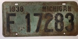 1938 ORIGINAL MICHIGAN STATE BLACK GREEN SINGLE LICENSE PLATE F-17283 - £34.31 GBP