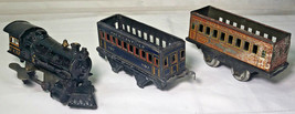 Vintage Cast Iron Wind Up Train Locomotive Engine A.F. 12 with 2 passeng... - £102.46 GBP