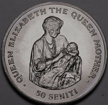 Tonga 50 Seniti, 1985 Gem Unc~Queen Mother Holding Elizabeth II~Only 20K Minted~ - £16.99 GBP