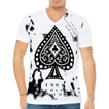 Nwt Ace Of Spades Poker Card Style Exchange Men's White Short Sleeve T-SHIRT M L - £10.22 GBP