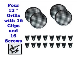 (4) 12&quot; Inch Grill Waffle Speaker Sub Woofer Speaker Grills With Clips A... - £34.61 GBP