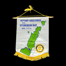 Rotary International Wall Banner Flag Pennant Door County Wisconsin Gold Green - £17.03 GBP