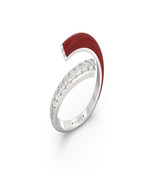Red Ceramic &amp; Lab Grown Diamond Accented Open Ring in Sterling Silver - ... - $315.00