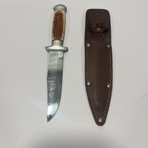 Vtg HUNTING Fishing Bowie FIXED BLADE KNIFE Sabre Japan With Sheath - $32.38 CAD