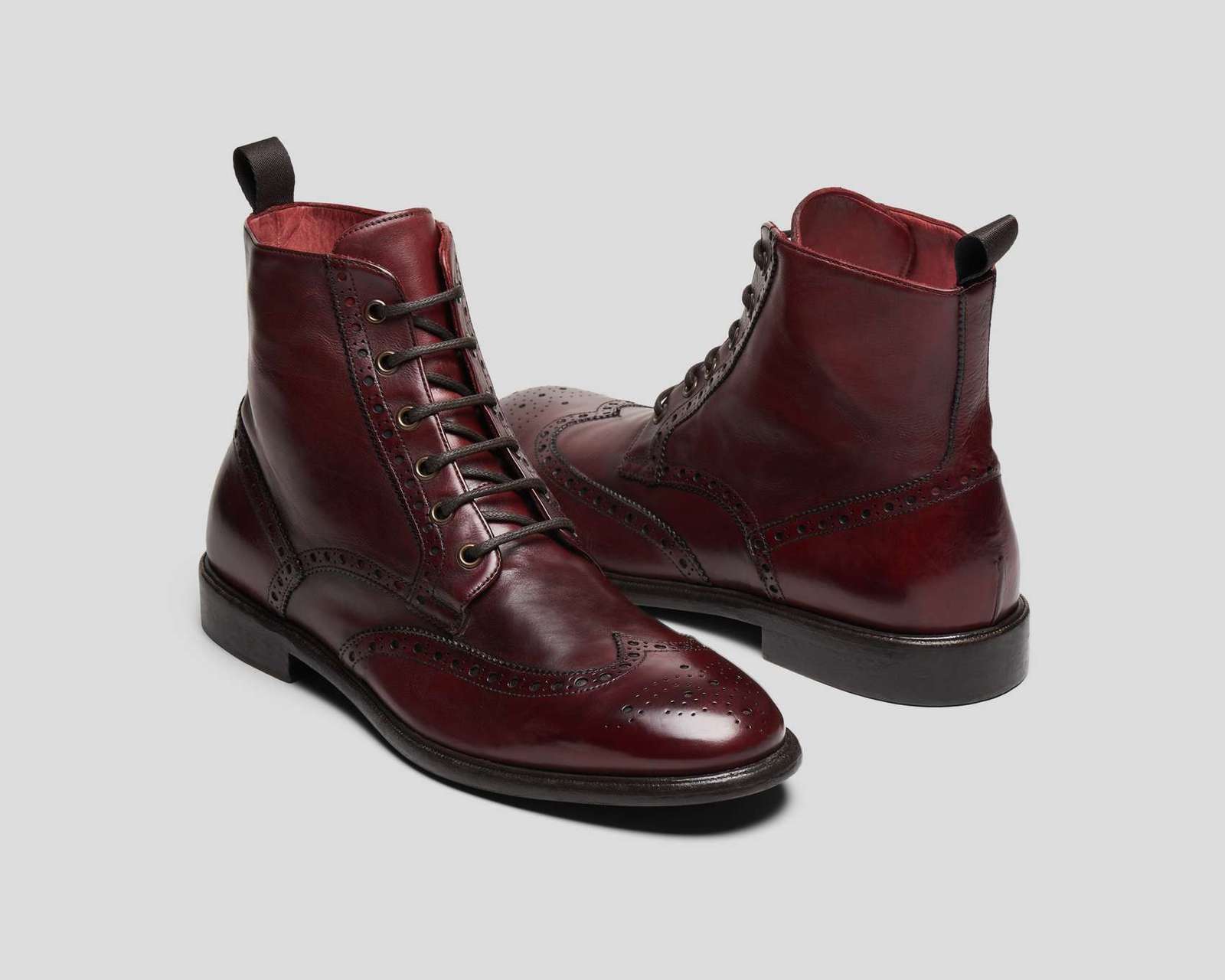 NEW Handmade Men Burgundy Lace Up Boots, Men Ankle Leather Boots, Men leather Bo