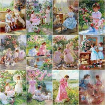 Paint By Numbers Kit Garden Girl DIY Acrylic Oil Painting for Adults Wall Decor - £14.21 GBP