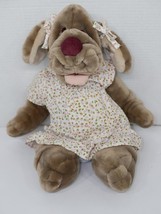 Vintage Ganz Bros 1981 Wrinkles Plush Hand Puppet Gray Dog In Dress - $24.99