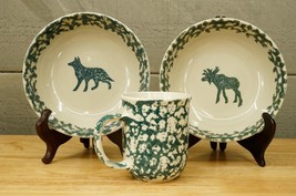 Lot Vintage Folkcraft China Green Spongewear North Wolf Moose Country Tienshan - £19.46 GBP