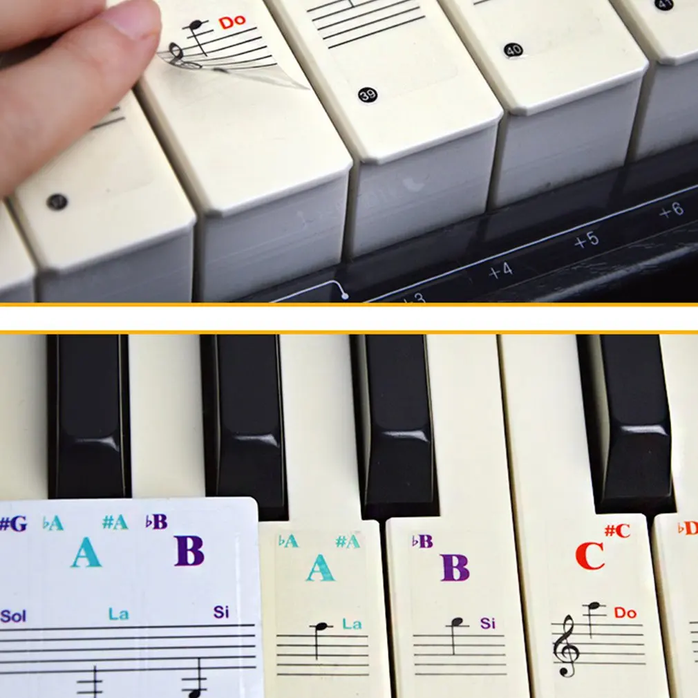 Sporting Piano Sticker For Keys-Removable Coating For 88 Keyboards Staff Notatio - £23.90 GBP