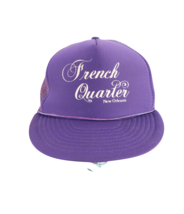 Vtg 80s French Quarter New Orleans Spell Out Roped Trucker Hat Snapback Purple - $28.66