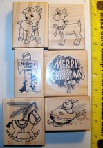 6 Christmas Rubber Stamps Lot #3 New Mounted Rubber Art Stamps - £28.86 GBP