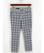 J Crew Toothpick Jeans Size 28 Ankle Printed Navy Blue White Geometric W... - £27.61 GBP