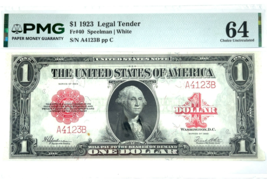 Series of 1923 United States Note FR #40 Graded PMG 64 Low Serial! A4123B - $2,175.28