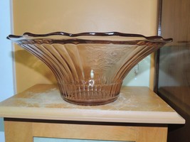 Pink Depression Glass Fruit Bowl 11.5&quot; Mayfair Open Rose flared scallope... - $20.24
