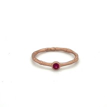 Sterling 18k Rose Vermeil Bamboo w/ Bezel Set Ruby Ring Sz 5.50 - $58.41