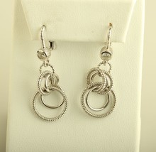Judith Ripka 925 Sterling Silver Triple Circle Lever Diamonique Dangle Earrings - £97.34 GBP