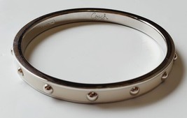 Coach Raised Dots Bangle Bracelet Silver W White Enamel 1/4 Inch New W/O Tags - £30.54 GBP