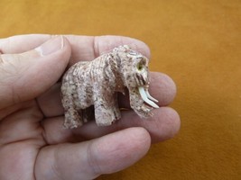 (Y-WOO-27) little red Woolly Mammoth carving SOAPSTONE stone figurine ma... - $168.75 MXN