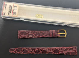 NOS Gilden 13mm 1/2 Genuine Croco-Calf Leather Burgundy Watch Band Strap... - $19.79