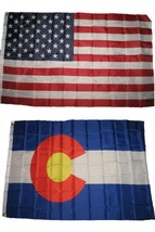 3x5 3&#39;x5&#39; Wholesale Lot Combo: USA American w/ State of Colorado Flag - £7.89 GBP