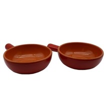 De Silva Fabrique En Italie Orange Red Soup Bowl w/ Handle Pottery Set of 2 READ - £12.48 GBP