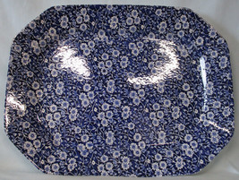 Crownford China Staffordshire Calico Blue Rectangular Platter 15 1/2&quot; - $80.08