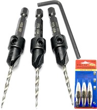 Adjustable Wood Countersink Drill Bit Set 3 Pc #4 (7/64&quot;) - $33.99