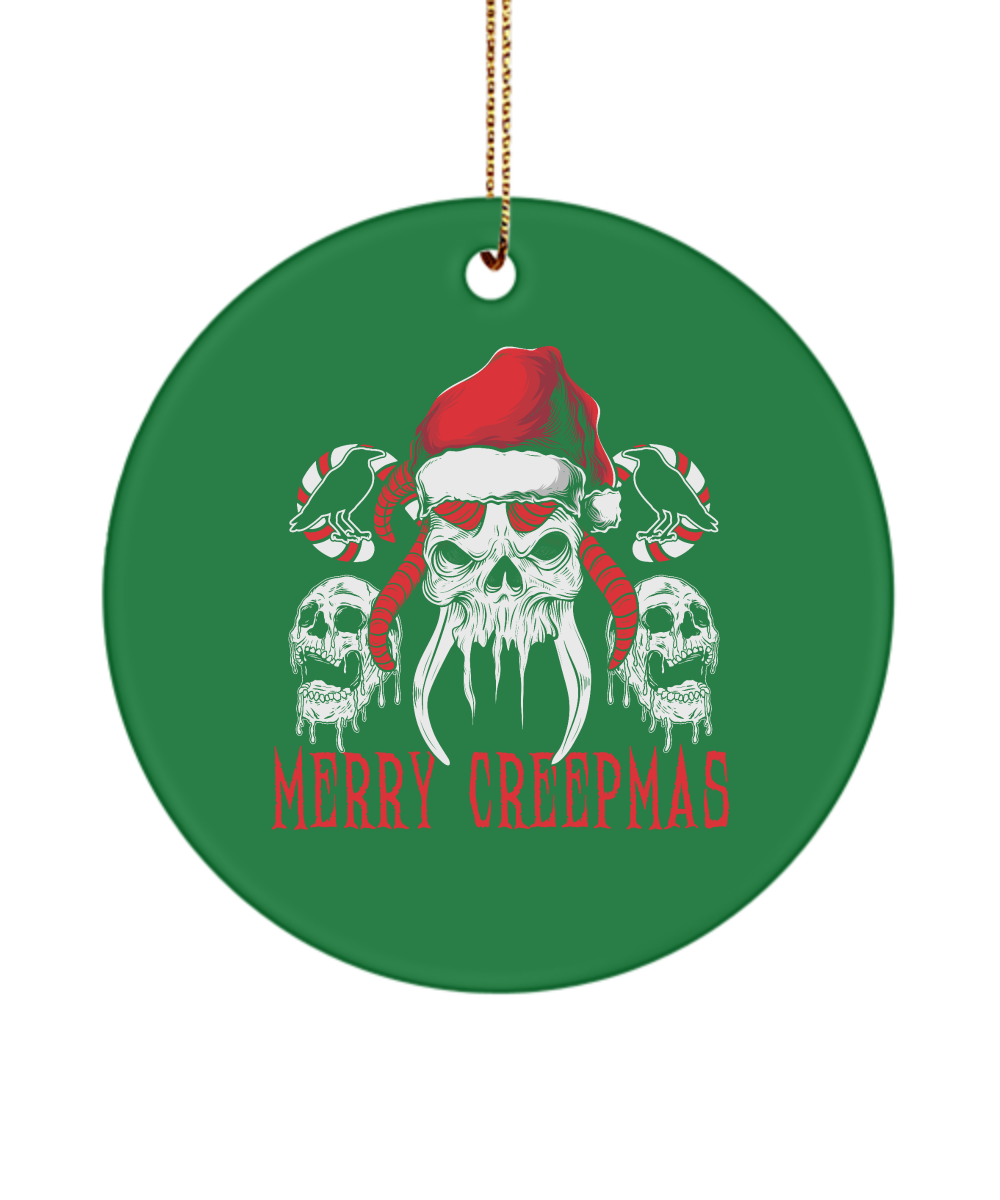 Merry Creepmas Ornament Holiday Christmas skull Decor - $14.95