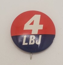 4 LBJ Vintage Lyndon B. Johnson Political Pin Pinback Button Red &amp; Blue - £10.95 GBP