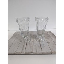 Anchor Hocking Set of 2 Glass Clear Fountainware Sundae Soda Footed Tumbler - £15.87 GBP