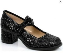 Dress Up Shoes Halloween Girls Black Glitter Maryjane Heels Sandals-size... - $18.81