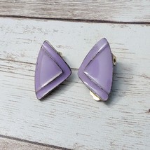 Vintage Clip On Earrings Just Over 7/8&quot; Light Purple Triangular - £10.37 GBP