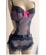 Victoria's Secret One Piece Lingerie 34B Small Pink Mesh Sexy Lolita Mai... - $35.00