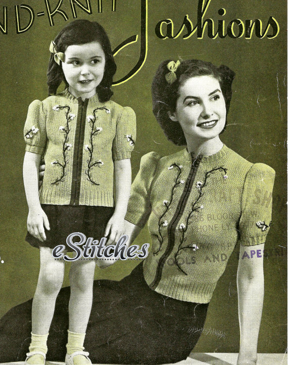 1940s Short Puff Sleeved Blouse Ladies & Girls - Knitting pattern (PDF 4025) - $3.75