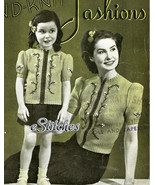 1940s Short Puff Sleeved Blouse Ladies &amp; Girls - Knitting pattern (PDF 4... - £2.94 GBP