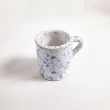 Miniature Speckled Cup Blue and White Ceramic Made In Japan - £17.40 GBP