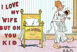 Funny Vintage Cartoon Postcard - I love my wife but oh you kid  Carmichael 1909 - £7.90 GBP