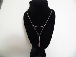 Charter Club 18” w 2.5” ext silver tone fringed bar pendant necklace K459 - £7.50 GBP