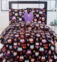 MULTI-COLOR Owls Floral Twin Comforter Sham Throwpillow 3PC Bedding Set New - £76.88 GBP
